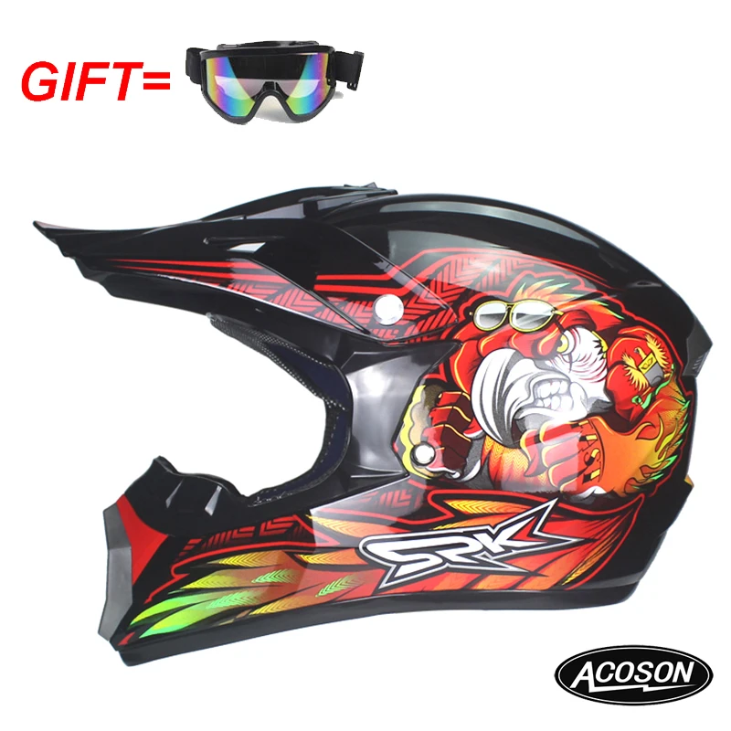 Motorcycle cross helmet for motorcycle helmet down MTB DH off road motorcycle cross racing helmet point with goggles - Цвет: 7