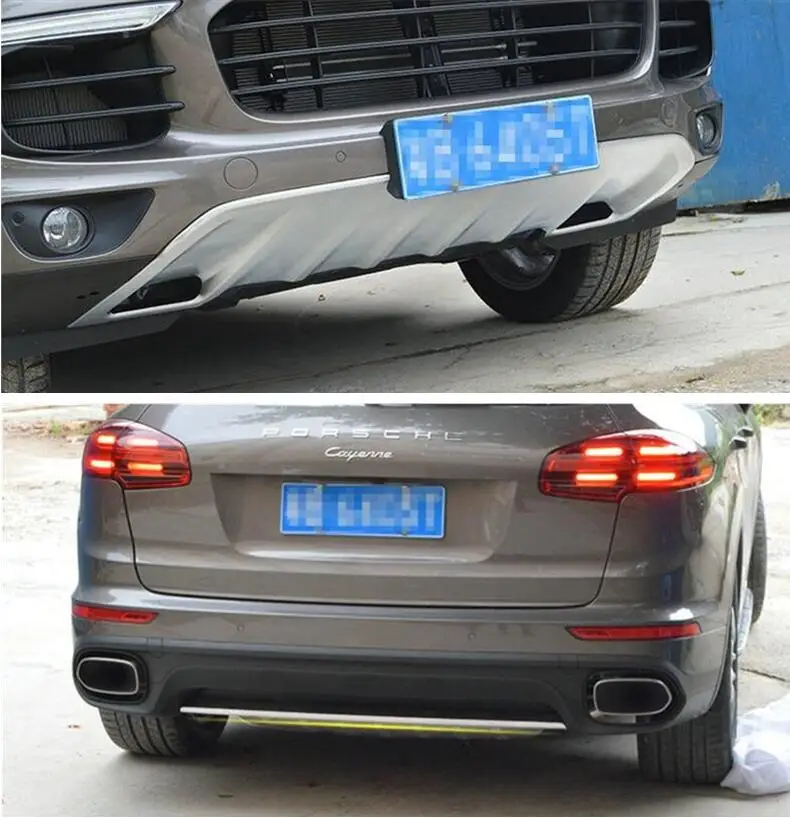 

Front Lip Bumper & Rear Diffuser Protector Guard Skid Plate Cover For Porsche Cayenne 2011 2012 2013 2014 / 2015 2016 2017