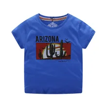 Футболка с короткими рукавами для больших мальчиков г., летний стиль, Детская футболка из чистого хлопка с принтом кактуса