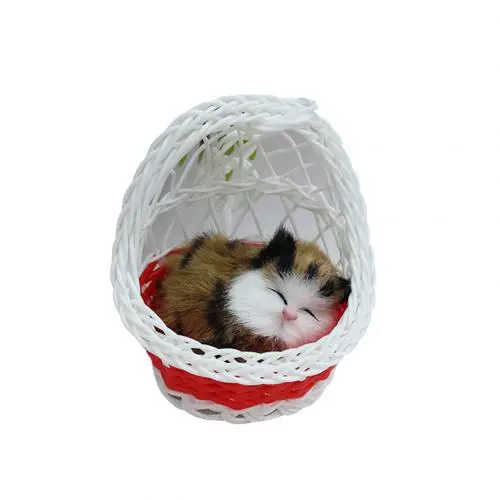 Simulation Cute Cats Kitten Sound Plush Doll Toy Hanging Basket Home Decoration 4