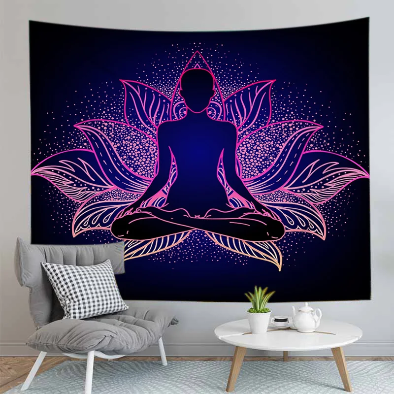 Indian Buddha Statue MeditationTapestry Wall Hanging Mandala Tapestries Wall Cloth Yoga Carpet Boho Decor - Цвет: GT49