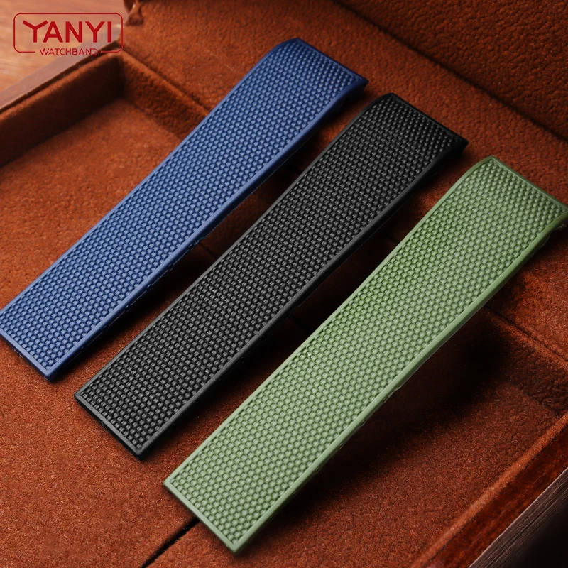 Curved end Rubber watch strap 21mm watchband for Longines conquest L37813567 L37813787 L3.781/782 watches band wristwatches band