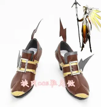 

Hot Game Mercy Witch Ver. Cosplay Shoes Brown Boots Custom-made Cosplay Prop For Halloween Carnival Free Shipping.