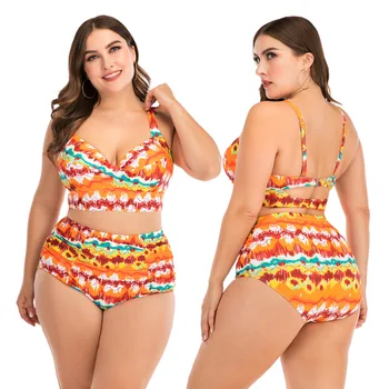 

Surf Swimwear Women Plavky Ladies Swimsuit Woman Female Separate Big Bikini Underwire Plus Size Cup Print Polyester Sierra