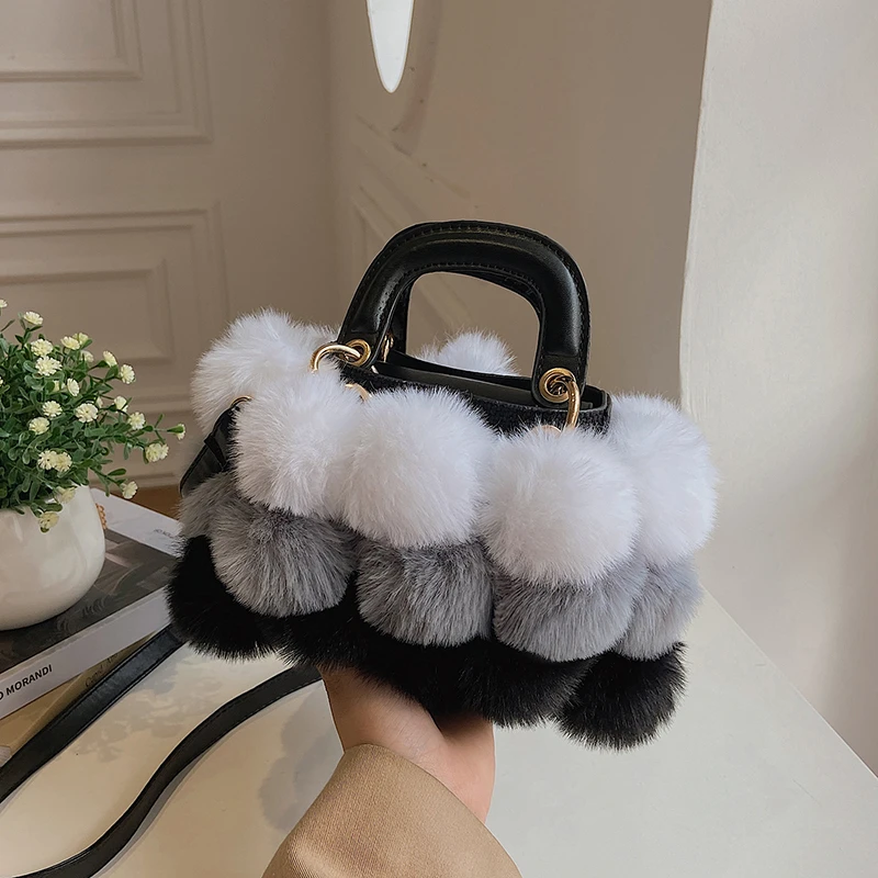 Autumn Winter Women's Bag Plush Shoulder Bag Fluffy Handbags Purse Small Tote  Bag Furry Cell Phone Bag Clutch Bag 2023 Bolsas - AliExpress