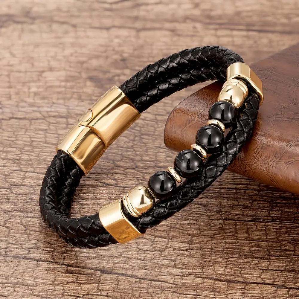 Bracelet Jewelry Natural Stone Beads Leather Charm 9 Style