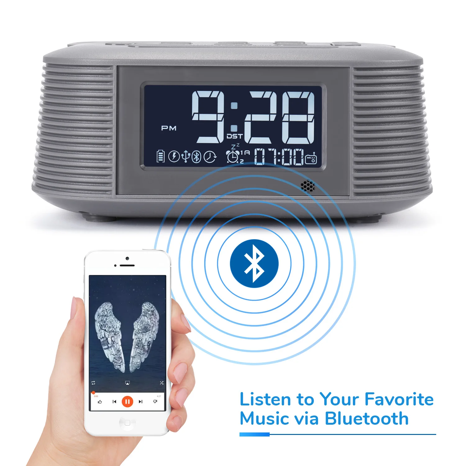 InstaBox Dawnlight D10 беспроводной зарядный Будильник 10 Вт FM радио с двойным Bluetooth