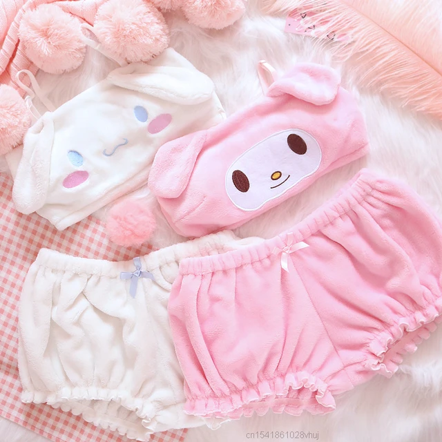 Sanrio sevimli Hello Kitty Kawaii kadın 2021 şort iç çamaşırı seksi pijama  tüp tankı kırpma üstleri takım elbise sutyen Y2k Lolita kız pijama -  AliExpress