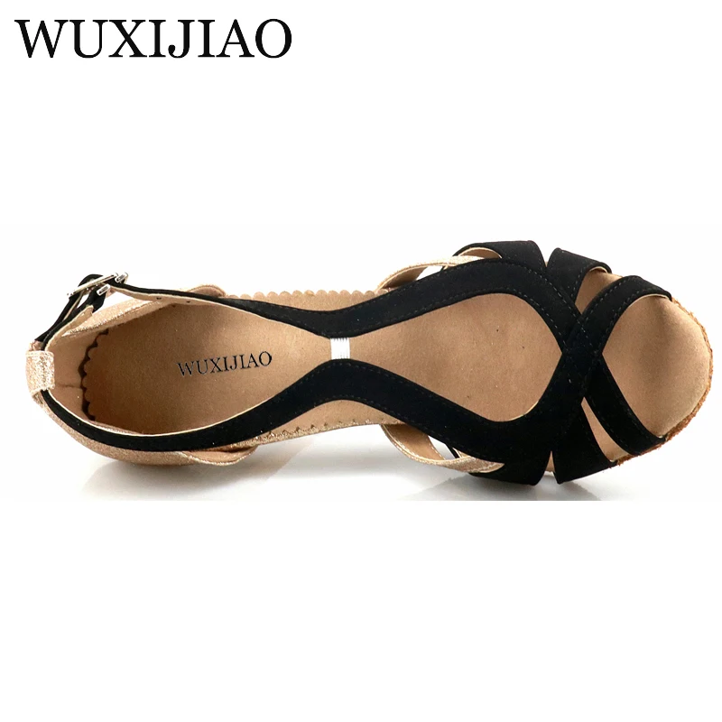 Printing Women's Latin Dance Shoes National Standard Dance Shoes Party Square Soft Sole 9cm women dance shoes,salsa dance shoes