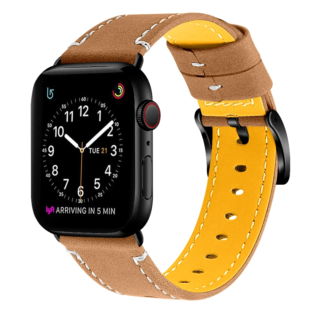 Кожаный ремешок OULUCCI для apple watch 38 мм/40 мм/42 мм/44 мм черный коричневый сменный ремешок для iwatch серии 5/4/3/2/1