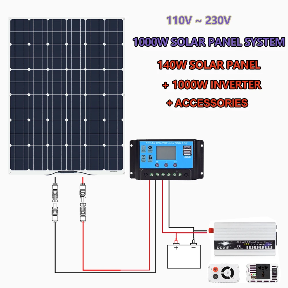 

140w 150 Watt 12 Volt Solar Panel for Off-Grid 1000W Large Solar System House Battery Charging Boat Caravan RV Solar Arrays