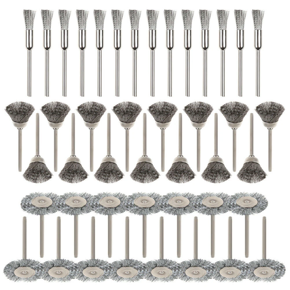 45 PCS 3mm Shank Stainless Steel Wire Cup Brush for Rotary Tool Power Tools