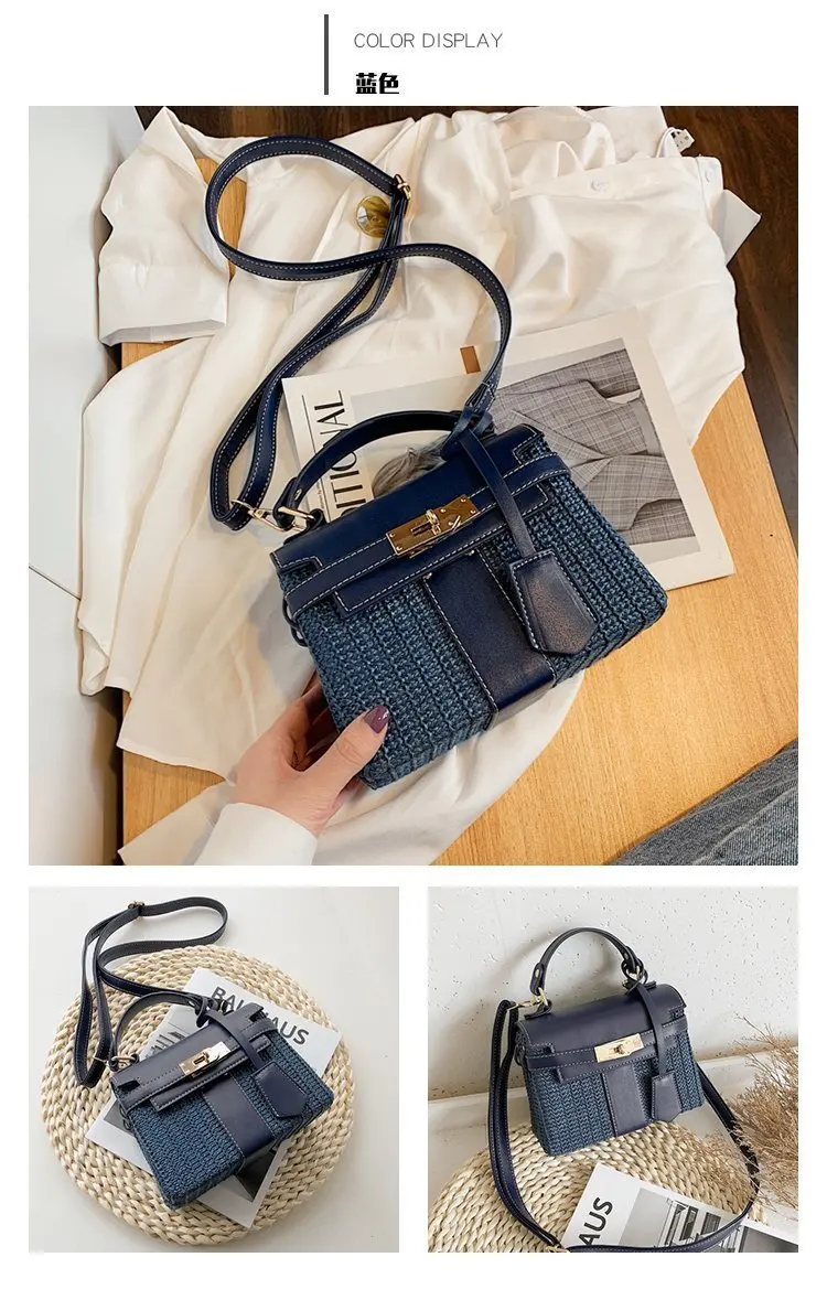 Fashion Summer straw bag Women Handbags Designer Wicker Woven Hobo Bag tote beach bag PU 2022 Summer New Flap Crossbody Bag