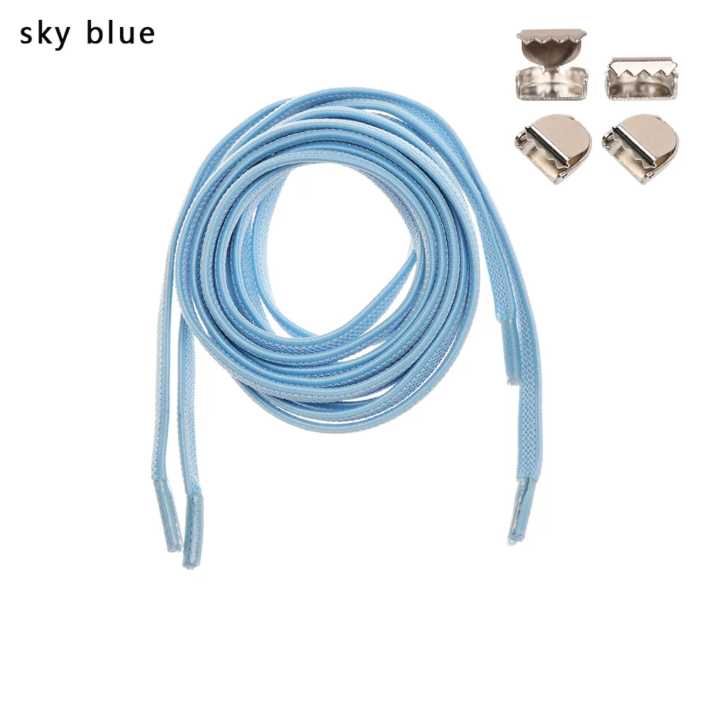 sky blue 1 пара унисекс эластичные кроссовки с шнурками без шнурков шнурки для обуви для отдыха на открытом воздухе быстрая безопасная плоская обувь шнурки для детей и взрослых - Цвет: sky blue