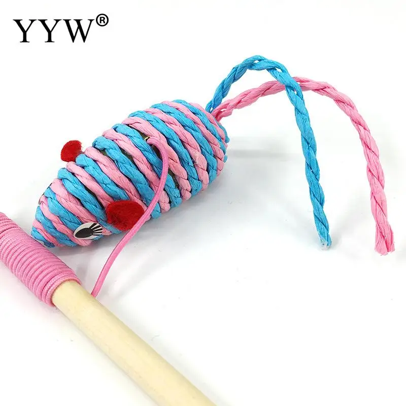 Кошка Интерактивная игрушка палка маленькая мышиная клетка игрушки Woodern Искусственный Красочный Котик-Тизер Игрушка продукция для домашних животных товары для животных, кошек