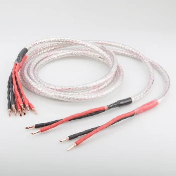 

Pair 2.5m Pair OFHC Copper speaker cable with banana plug Audio HIFI Speaker wire