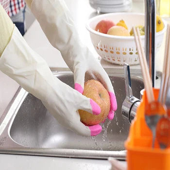 

1Pair Dishwashing Gloves Kitchen Dish Washing Gloves Thin Latex Gloves For Washing Clothes Cleaning Gloves for Dishes 32cm