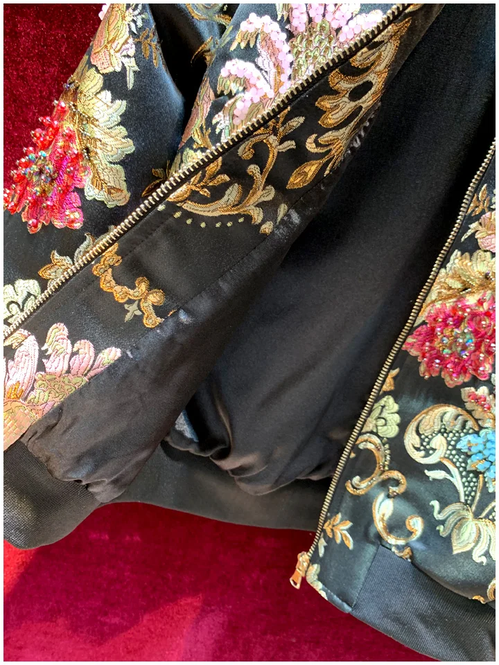 Svoryxiu дизайнерские Роскошные осенние зимние черные куртки с вышивкой золотыми нитями, женские винтажные куртки с бисером, верхняя одежда