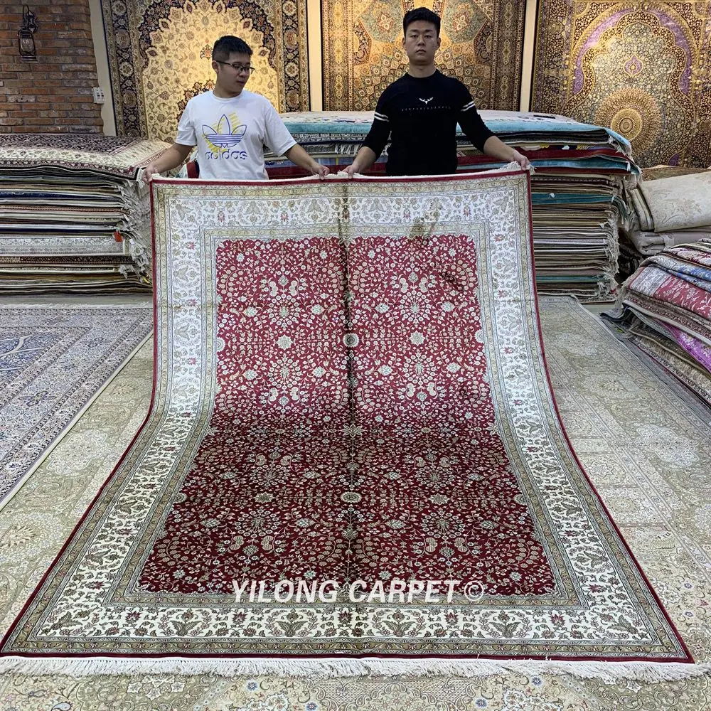 YILONG 6'x9' турецкий Шелковый ковер элегантный домашний декор ручной работы Шелковый Восточный ковер (HF328B)