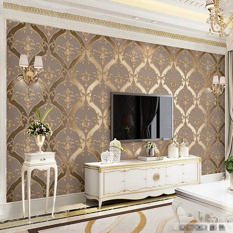 Обои 3D Дамасская в европейском стиле рельефные нетканые обои для гостиной