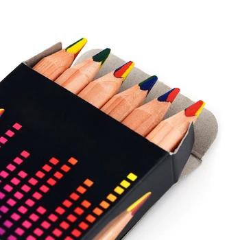 

7Pcs Rainbow Jumbo Multicolor Pencil Natural Wood Pens Set Art Drawing Graffiti