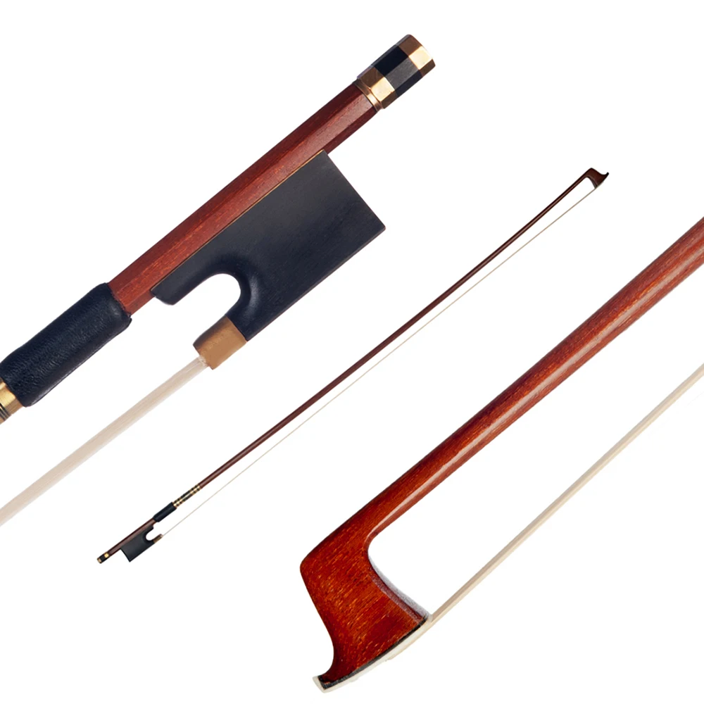 4/4 Violin Fiddle Bow Brazilwood Round Stick Ebony Frog Horsetail Hair Well Balanced Stringed instrument Accessorries& Parts