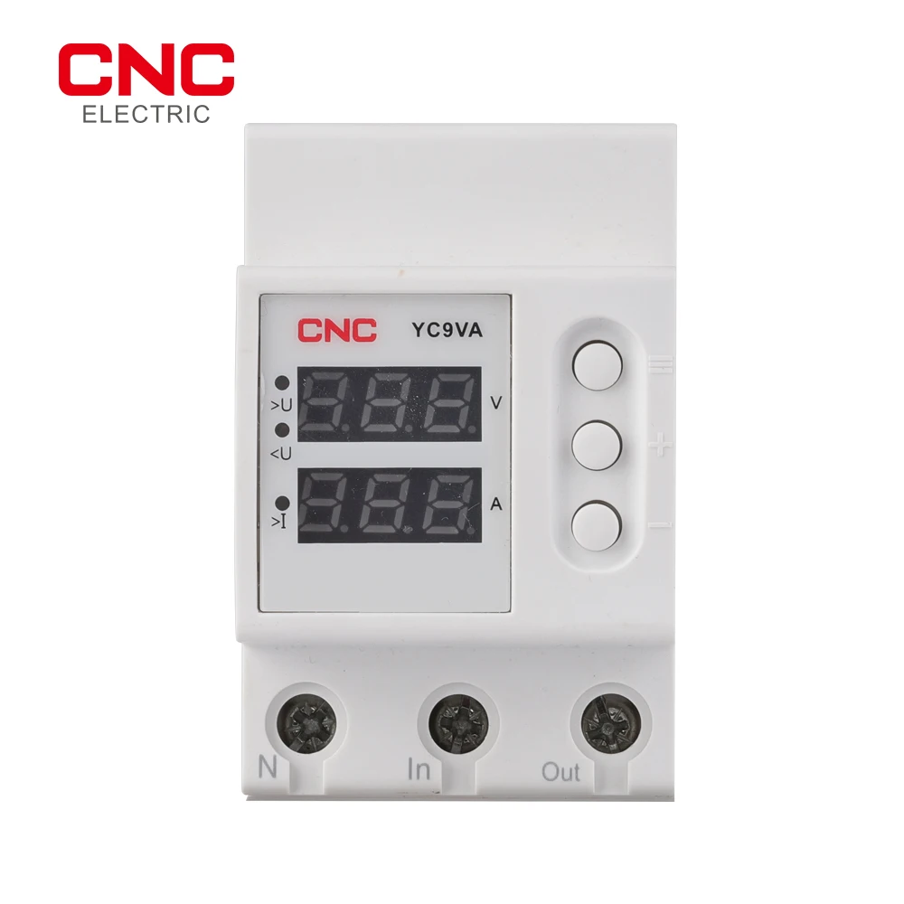 

CNC YC9VA Digital Voltage and Current Display Protector 230V Din Rail Dual Adjustable Over Voltage And Under Voltage Protective