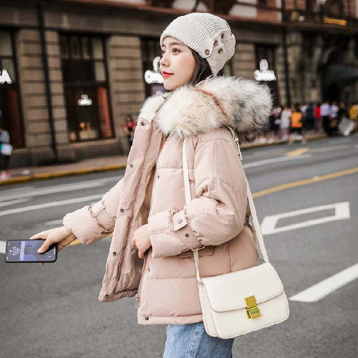 

Photo Shoot 2019 New Style Autumn & Winter down Jacket Women's Short Large Fur Collar Loose-Fit BF down Coat Cotton-padded Cloth