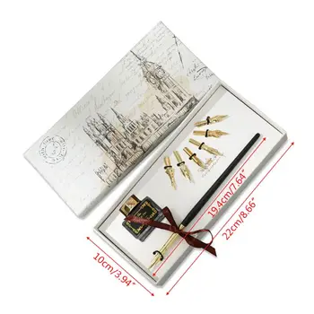 

Vintage English Calligraphy Dip Pen Fountain with Ink Nibs Set Office Stationery