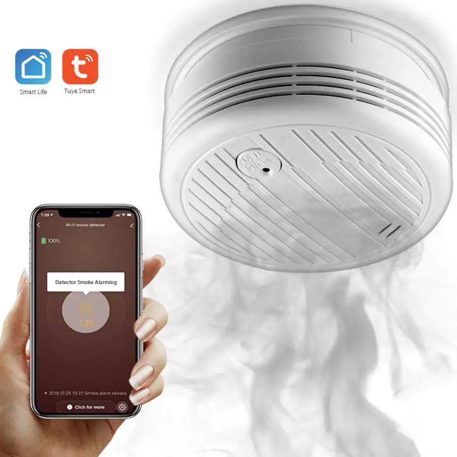 

Wifi Smoke Detector Smart Fire Alarm Sensor Wireless Security System Smart Life Tuya APP Control Smart Home