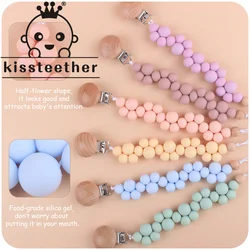 Kissteether – Clips de sucette en Silicone pour bébé, perles, chaîne Anti chute, Clip de sucette pour bébé, Clip de sucette en chaîne factice, jouet pour bébé 