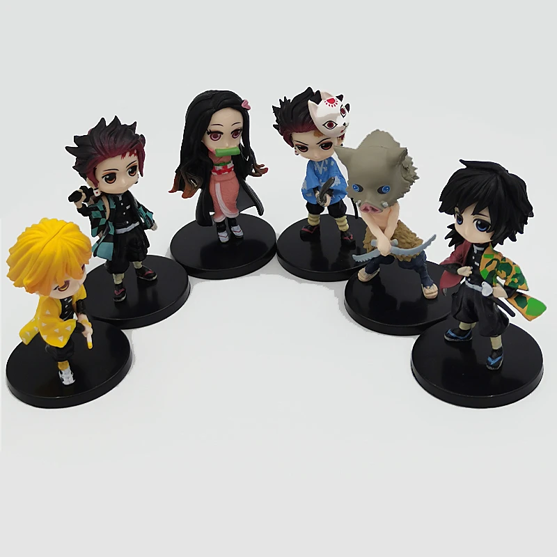 

6pcs/set Anime Keychain Demon Slayer Figure Kimetsu No Yaiba Nezuko Action Figures Tanjirou Figur Zenitsu Inosuke PVC Model Toys