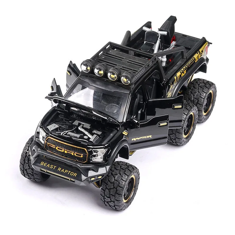 Diecast Toy Vehicle Alloy Car Model Metal Wheels Simulation Off-road Sound And Light Pull Back Car Toys For Boys Ornament Gift