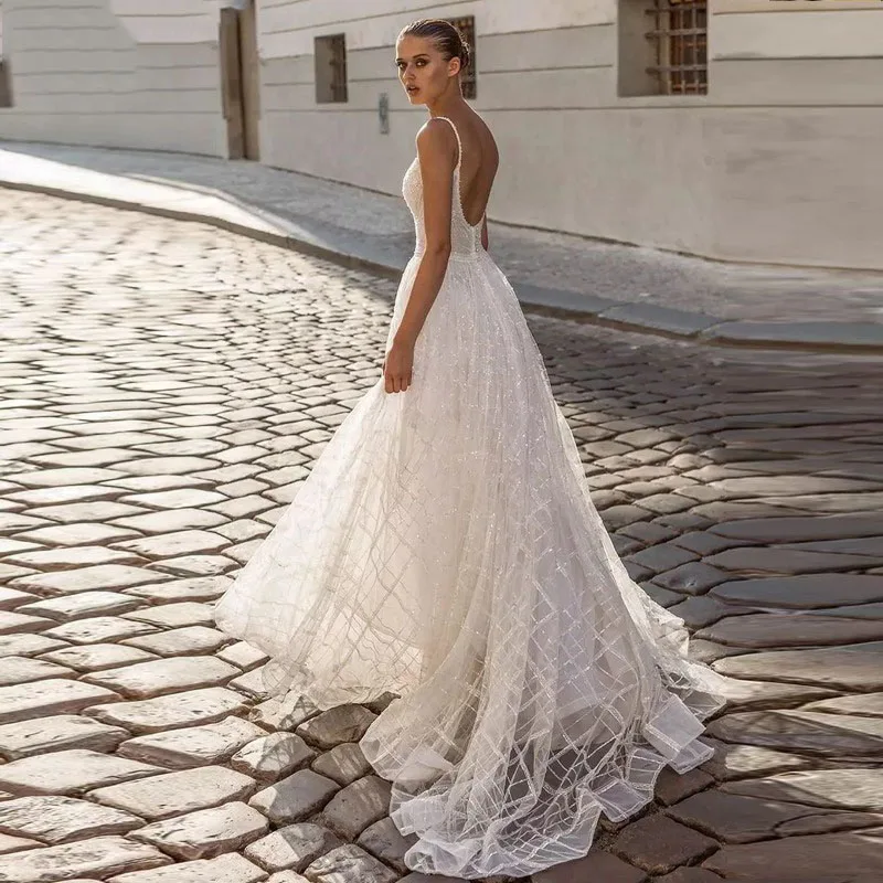 Scoop Neck Bohemian Wedding Gown (2)