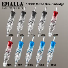 

EMALLA Tattoo Cartridge Needles 10pcs Mixed Sterilize Tattoo Needle 3/5/7/9RL 3/5/7/9RS 7/9RM Size for Cartridge Tattoo Supplies