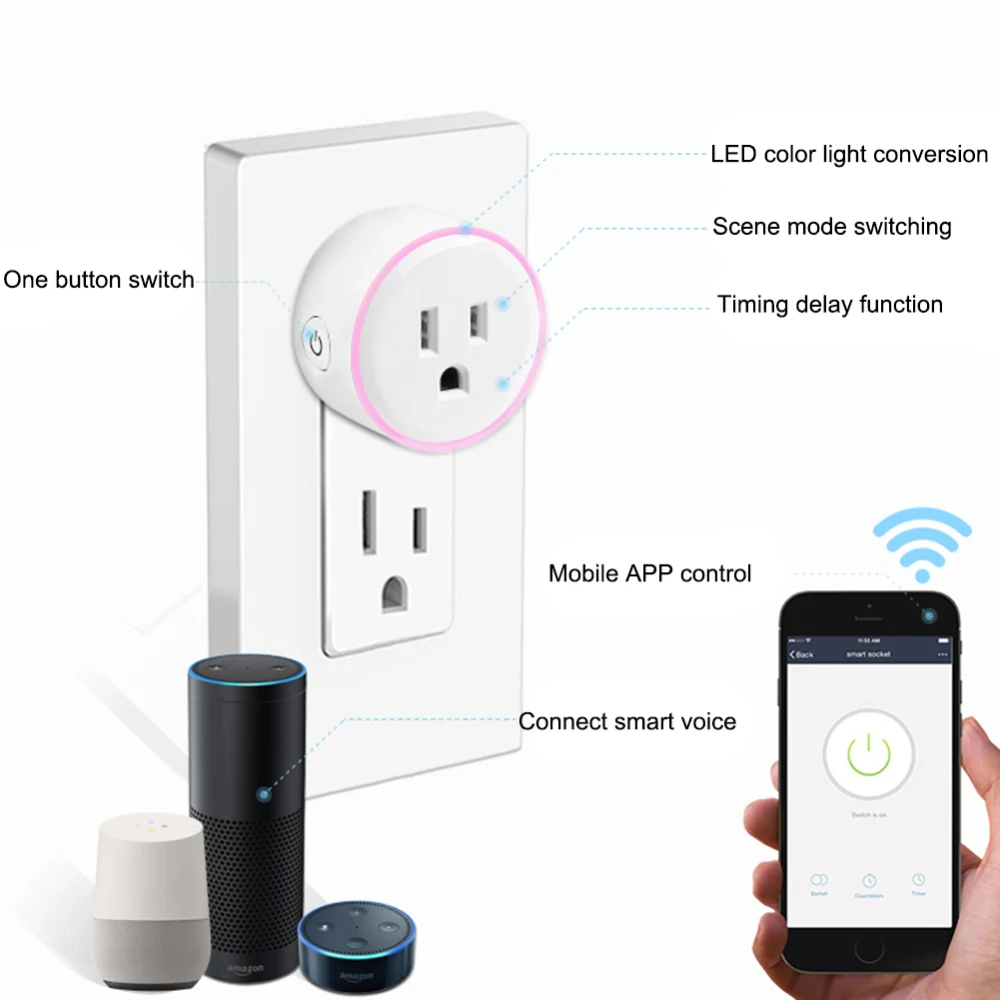WiFi Smart Socket with power Monitor Remote Control Timer Outlet Power Plug for Android/IOS Phone App AU/EU/US/JP Plug WiFi Smart Socket with power Monitor Remote Control Timer Outlet Power Plug for Android/IOS Phone App AU/EU/US/JP Plug