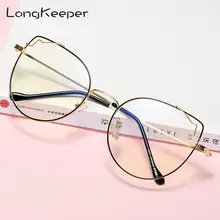 Longketter кошачий глаз очки оправа женские винтажные Ретро Металлические оптические круглые очки женские прозрачные Линзы для очков очки