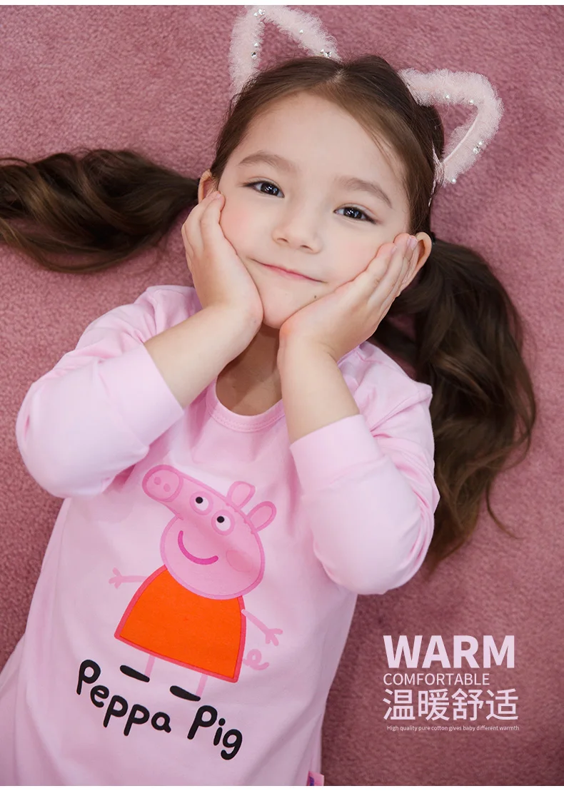 Комплект детской одежды со Свинкой Пеппой; сезон осень-зима; плюшевое пальто с длинными рукавами и штаны; комплект одежды для девочек и мальчиков; игрушки