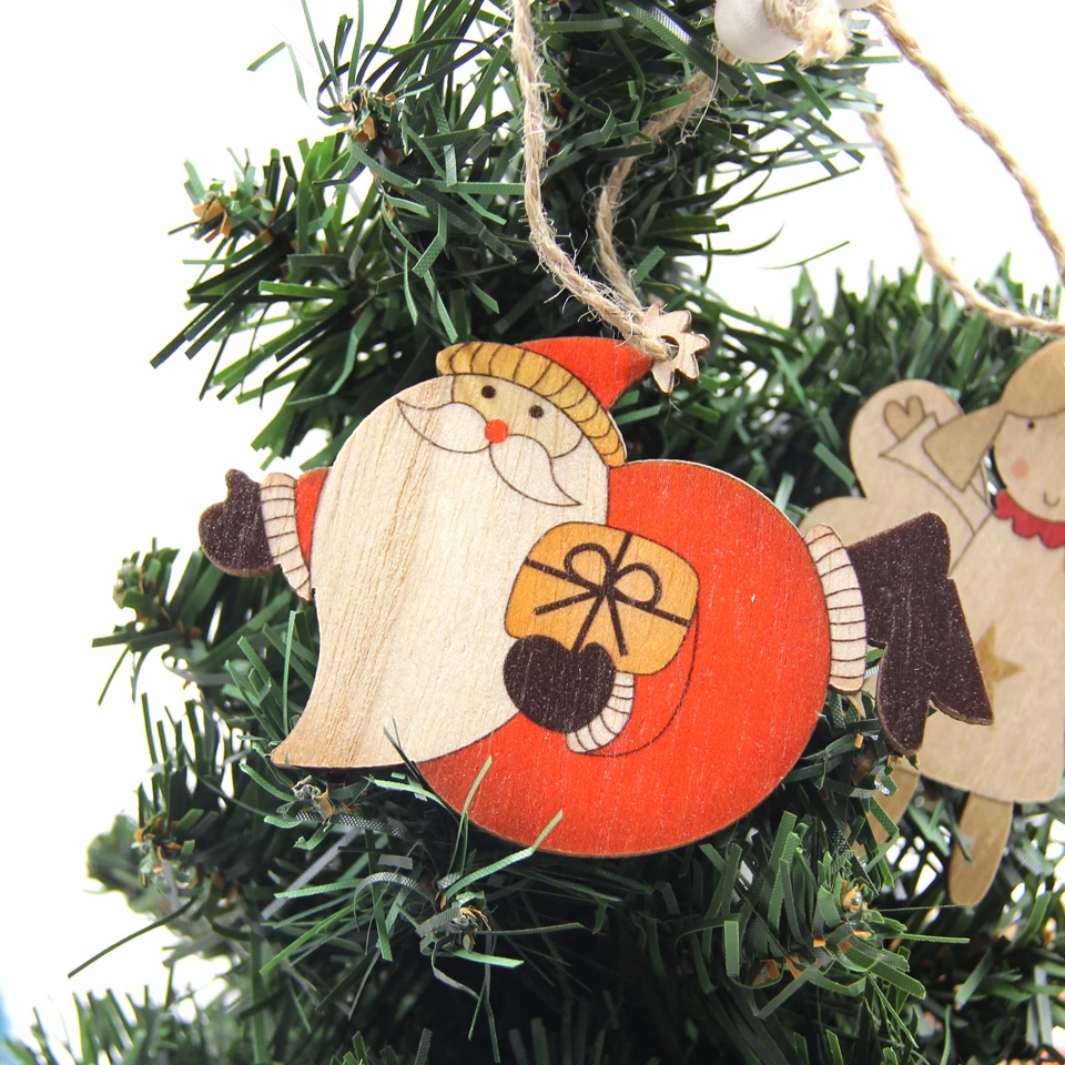 9 шт. милые толстые деревянные подвески Санта Клауса, украшения для рождественской елки, украшения для рождественской елки, украшения для вечеринок, детские подарки