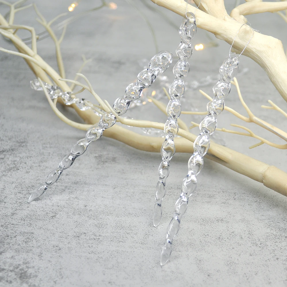 Christmas Simulation Ice Xmas Tree Pendant 12PCS Fake Icicle 13cm Winter Party Christmas New Year Decoration Navidad Christmas decorations