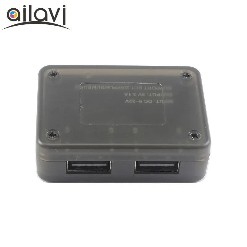 Двойной USB Выход DC5.5/2,1 понижающий модуль 9 В/12 V/24 V постоянного тока до 5V3A автомобиля USB Зарядное устройство