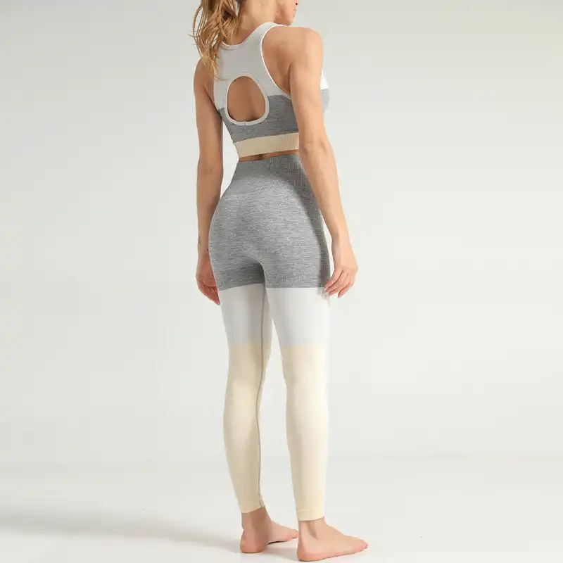 新しいシームレス女性ファッションフィットネスランニング二枚セット女性ジム服スリムレギンスと女性のトラックスーツセット レディースセット Aliexpress