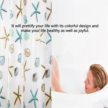 

Simple Shower Curtains easy to install Modern Bathroom Shower Curtain Sea conch Starfish pattern Waterproof bath Curtain