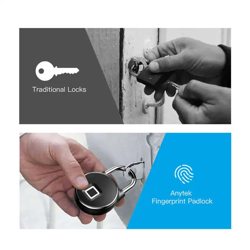 P22 Usb Перезаряжаемый смарт-замок без ключа с отпечатком пальца Ip65 Водонепроницаемый Противоугонный замок для безопасности двери чехол для багажа Замок