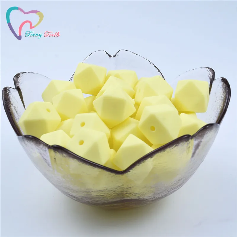 Cream Yellow 10 шт 14 мм шестигранные силиконовые бусины, Детские DIY соски цепи игрушки для душа аксессуары, прорезывание зубов свободные квадратные шестигранные жевательные бусины - Цвет: Cream Yellow