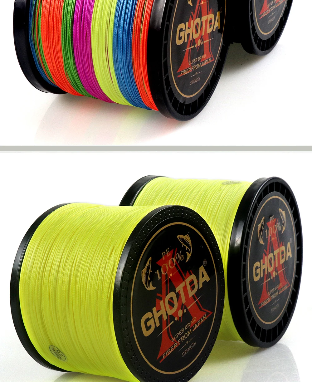 2 шт. GHOTDA бренд 300 м PE плетеная леска 4strand 10-80LB Multifilament лески для ловли карпа провода для всех Рыбалка