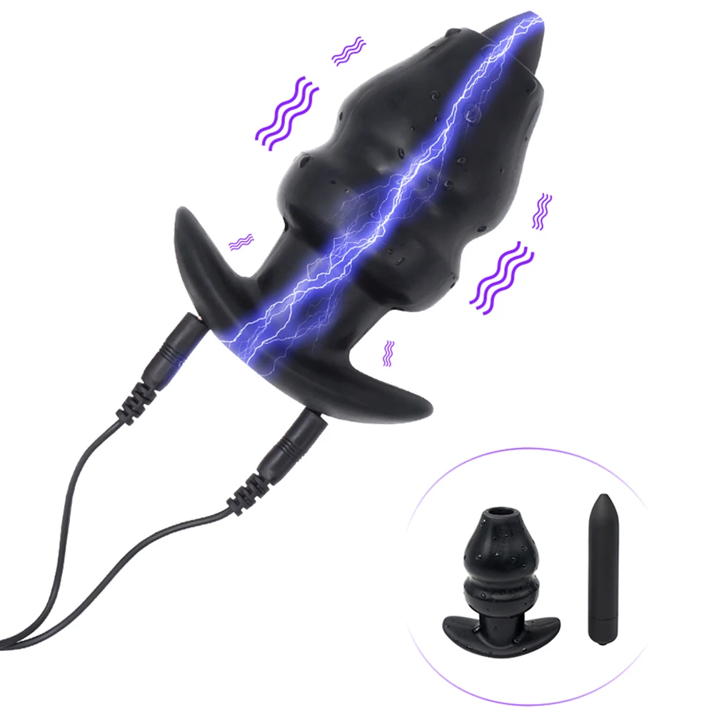 Electric Shock Hollow Anal Plug Butt E-stim Anus Sex Accessories Prostate Massager Electro Beads Adults Products |