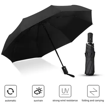 

Automatic Umbrella 8 Bones Double Layer Large Rain Umbrellas Folding Umbrella Dustproof Black Coating Outdoor Sunshade
