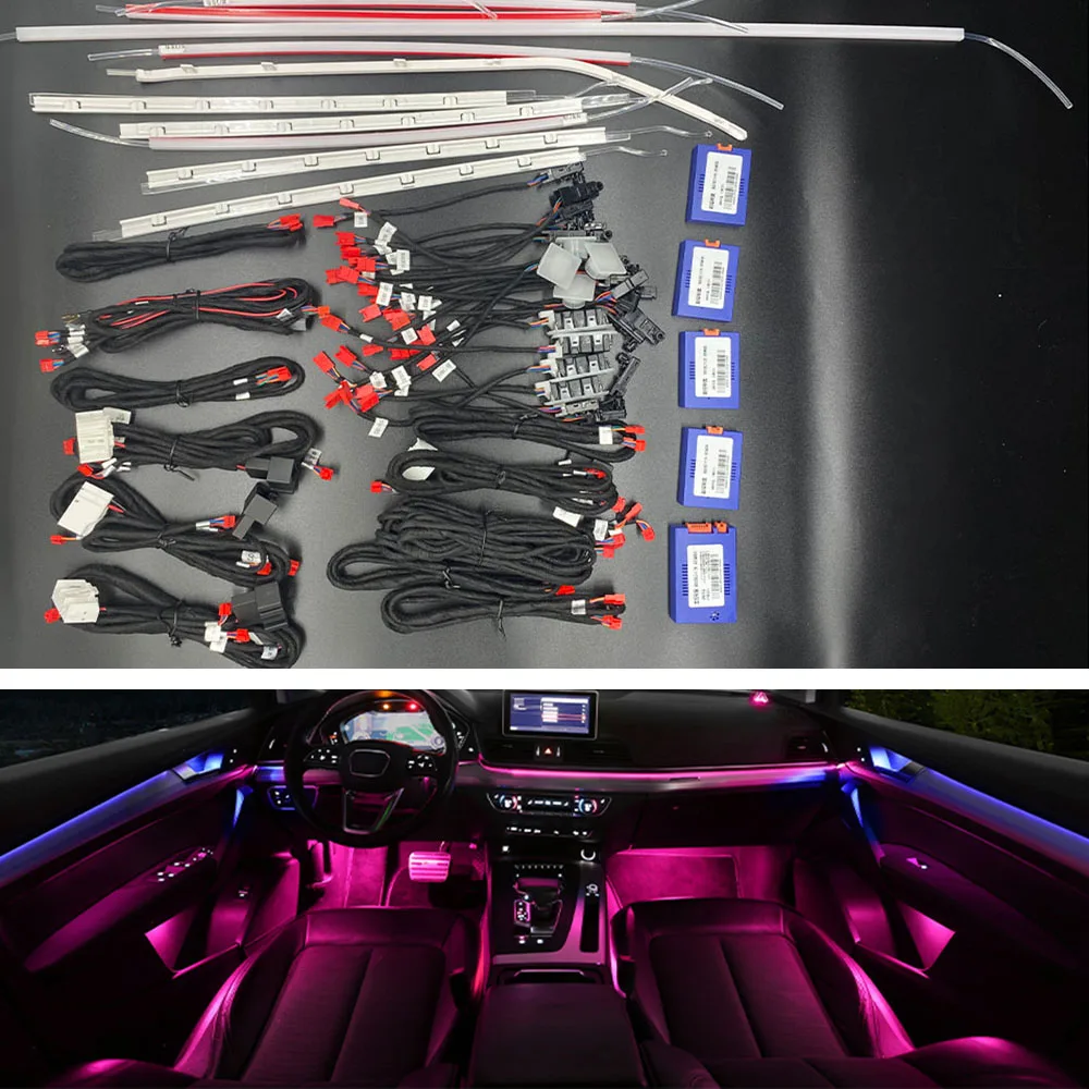 

30 Colors illuminated Car Styling LED Ambient Light For Audi Q5 2018-2020 Door Strip Atmosphere Lamp Neon Lighting Refit