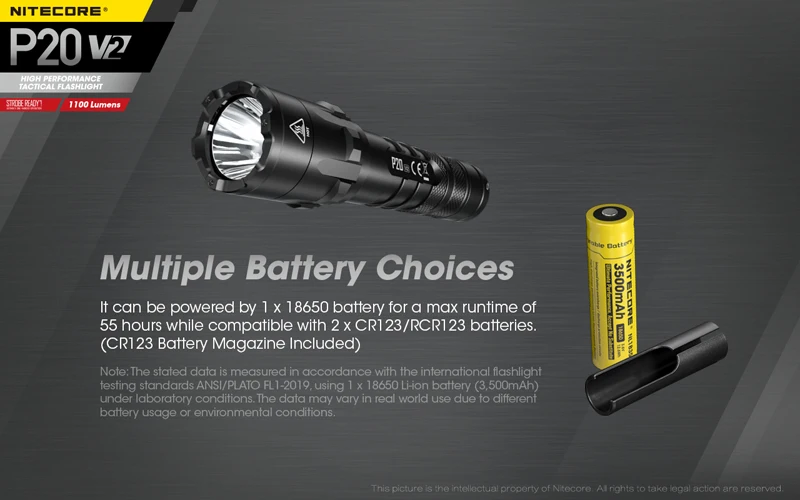 NITECORE P20 V2 1100 Lumens Tactical Flashlight (20)